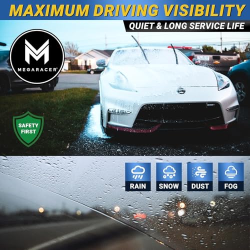 Image of Premium Silicone Windshield Wiper Blades 24 inch & 20 inch (2 Pack) for Car & Truck | Carbon Fiber Design, Quiet & Smooth Streak-Free Clean Wipe, All-Season, OEM Quality, Front Automotive Replacement Wipers