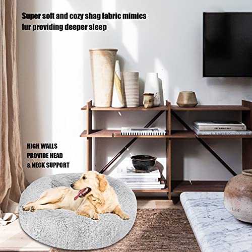 Calming Dog Bed Cat Bed Donut Cuddler, Anti Anxiety Dog Bed For Small Medium Large Dogs Cats, Machine Washable Round Warm Bed, Faux Fur Pet Bed, Waterproof Non-Slip Bottom (23"/30"/36") #TOP5