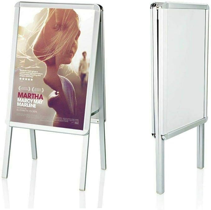 A2 Board Sign Display Pavement Board Double Aluminum with Waterproof Covering Display Stands (A2 Sliver)