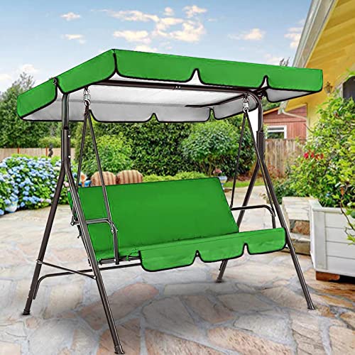 Patio Swing Canopy Waterproof Top Cover Set, Swing Replacement Top Cover + Swing Cushion Cover For Patio Swing Garden Swing Outdoor, All Weather Protection Porch Swings (74.8X59.97X5.9 In, Green) #TOP2