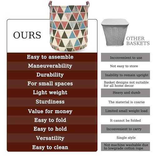Image of Waterproof Laundry Hamper Collapsible Laundry Basket Leather Handle Laundry Bag Large Clothes Storage Toy Organization for Bathroom Bedroom Laundryroom College Dorms (Caisanjiao-002)