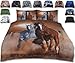 WILD WEST HORSES - Zwierzę nadruk 3D kołdra zestaw pościeli dwustronny wzór + jedna poszewka na poduszkę - zdjęcia dzikiej przyrody - rozmiar pojedynczego łóżka (Wild West Horses, rozmiar łóżka pojedynczego)