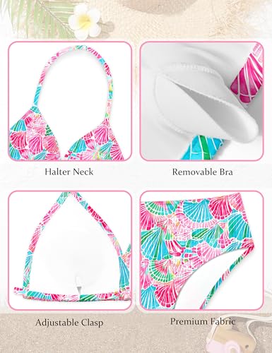 Image of Girls Swimsuit Bikini Set,Criss Cross Bathing Suits for Girl Two Piece Solid Color Girls' Swimwear for 7-16 Years