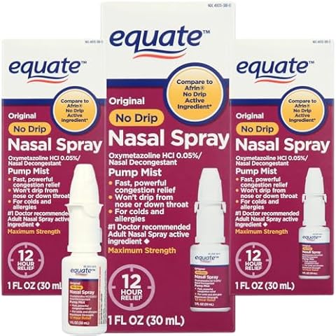 SCHMIDT EMPIRE Equate No Drip Nasal Spray, Pump Mist, 12 Hour, Oxymetazoline Hcl, 1 fl oz. (Pack of 3) Cover