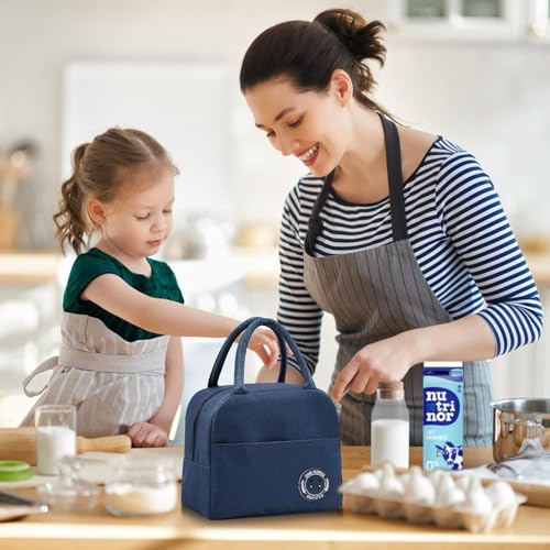 Image of Milton Lunch Bag Office Tiffin Bags for Men Women Kids | Insulated Hot Cold Travel Lunch Bag | for Lunch Tiffin Box & Bottle | for Office & School - Pack of 2 (Blue & Pink)