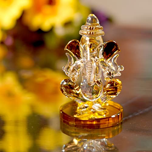 Image of Ganesha Idol for Car Dashboard Cute Ganesh Idol for Car Dashboard | Ganesh Ji | Ganpati Bappa | Ganesh Ji Ki Murti. (Crystal Ganesha)