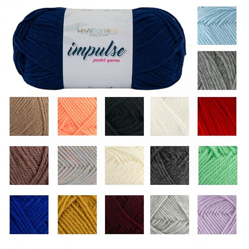 Image of WOAFashions Impulse Hand Knitting & Crochet Yarn, Premium Acrylic, 4 : Medium (Uniform Navy) (100gms / 3.5oz / 200mtr / 218yds)