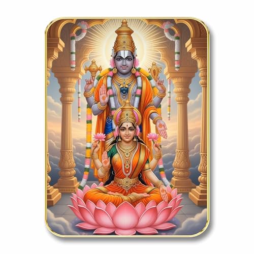 Image of SAF Divine Lakshmi Narayan Wall Art with Table Top Stand & Wall Hanging Hole | Premium MDF Religious Painting for Mandir Living Room Bedroom Office Home Decor Gift
