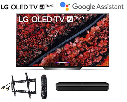 LG OLED77C9PUB 77 inch Class 4K Smart OLED TV w/AI ThinQ Bundle w/Sonos Beam Soundbar w/Flat Mount w/HDMI Cable - LG Authorized Dealer