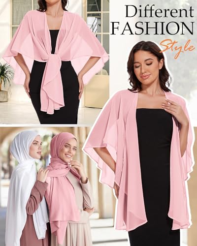 Image of Shawls and Wraps for Evening Dresses Womens Chiffon Scarf Sheer Cover Up
