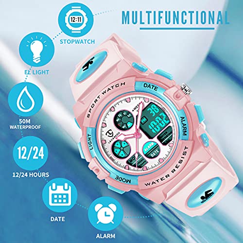 Kids Watch for Boys and Girls Ages 5-15, Analog Digital Waterproof with Alarm Clock Stopwatch, Birthday and Christmas Gifts3