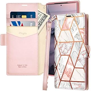 Samsung Note 20 Ultra Case, Fingic Samsung Galaxy Note 20 Ultra Wallet Case Marble Detachable Wrist Strap Card Slot Magnetic Closure Shockproof Protective Flip Cover for Galaxy Note 20 Ultra,Rose Gold