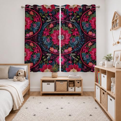Draperies à Oeillets Fleurs Totems au Tissu Phonique Dense - 4