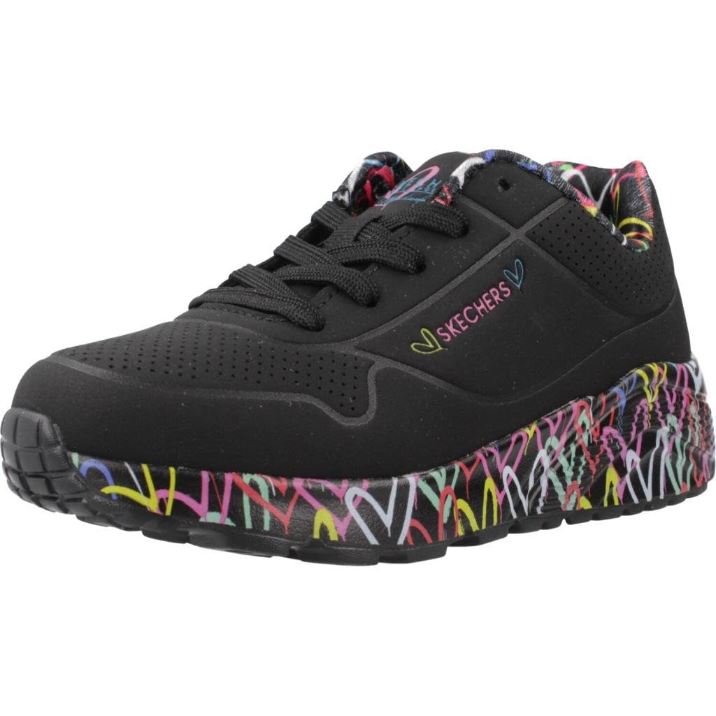 Skechers Uno Lite Lovely Luv, Scarpe Da Ginnastica Bambine e ragazze, Nero Black Synthetic Multi Trim, 38 EU