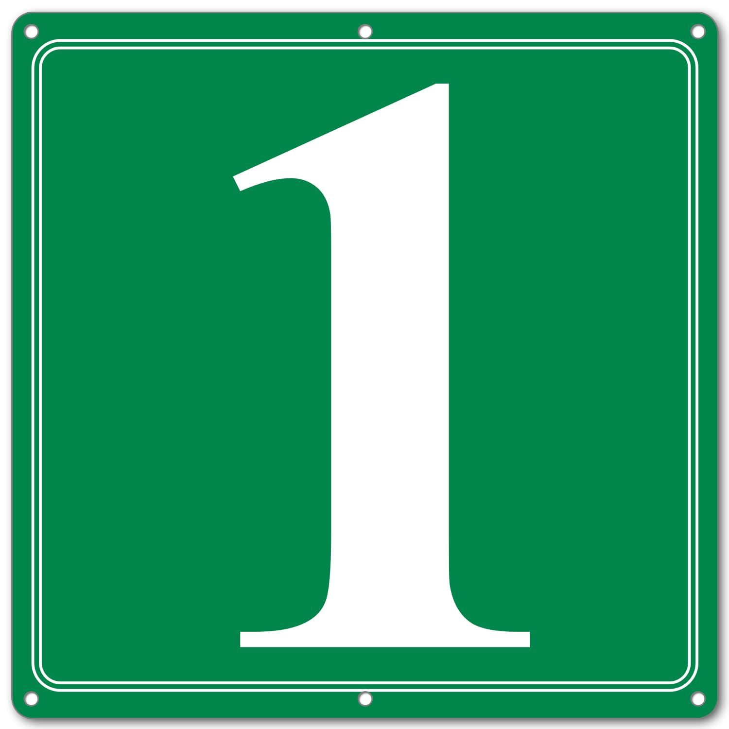 i-CowFun Premium Aluminum Number Signs 1, Metal 12" X 12" Green Numbered Signs Outdoor for Parking Lots, Floor, Dock, Court, Aisle, Field, High Visibility, No Fade, Weather-resistant