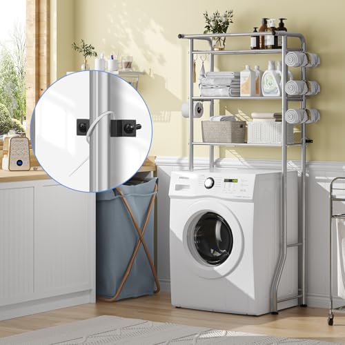Image of Simple Trending 3 Tier Over The Toilet Rack, Shelf Bathroom, Bathroom Stand Organizer Space Saver, Silver