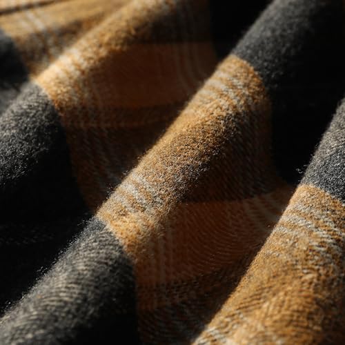 Image of Dubinik Mens Shacket Flannel Shirt for Men Lightweight Jacket Casual Plaid Coat with Warm Lining Long Sleeve Button