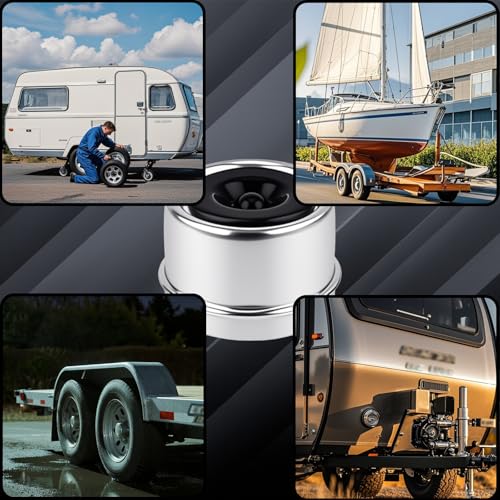 Image of 1.98 inch Trailer Bearing Dust Cap, 2Pcs Trailer Hub Cap with Extra 2Pcs Grease Rubber Plugs, Trailer Axle Grease Cap for Most 2000 to 3500 Pound Trailer RV Camper Wheel Cover Axle