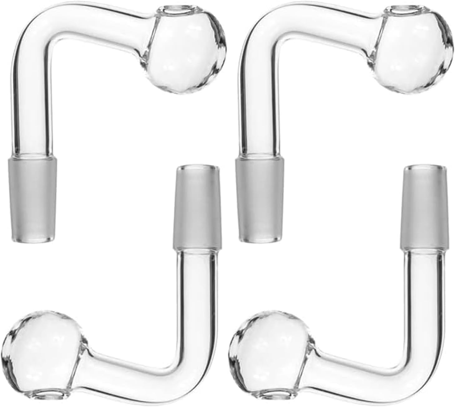 Brûleurs à huile en verre 14mm : lot de 4 tubes incurvés transparents