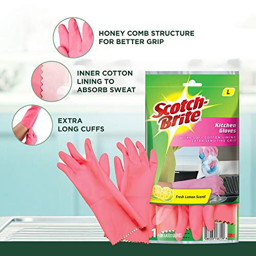 Image of Scotch-Brite Kitchen Gloves - Large and Silver sparks -Large (3 units