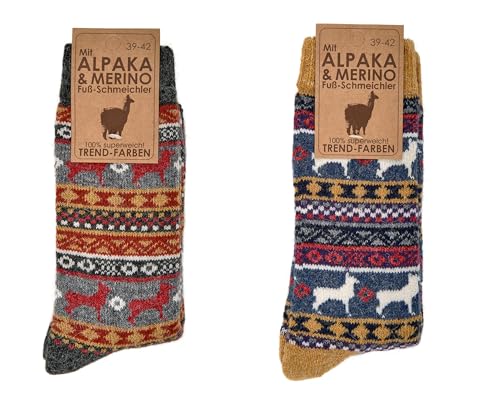 Chaussettes hiver laine mérinos alpaga Leo Design (2 paires tricot épais homme femme)