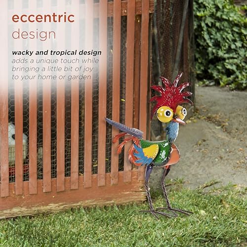Alpine Corporation MZP388 18 Inch Tall Indoor/Outdoor Wacky Metal Rooster Yard Statue Decoration thumb #9
