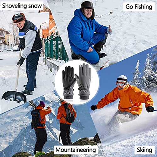 Image of GUSTAVE Grey Winter Gloves for Men,Women & Adult with Warm Riding Gloves Touch Screen Finger Microfiber for Anti Slip Design,Ski,Bike,Gloves,Windproof & Waterproof