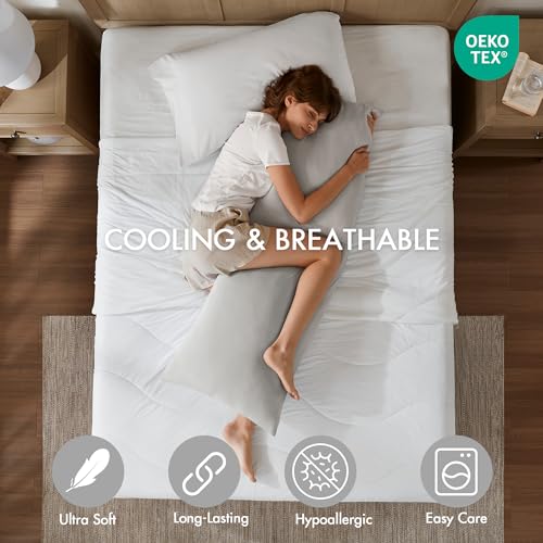 Madison Park Cooling Body Pillow for Side Sleeper Adult, 20x 54 Light Grey by Madison Park - Used condition - Image 2