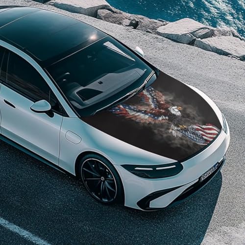 Image of Renewold Eagle American Flag Cool, Car Hood Cover Protector, Vehicle Hood Wrap Blanket, Hood Covers for Cars, Women Men Automotive Exterior Accessories, Elastic for Outdoor Indoor