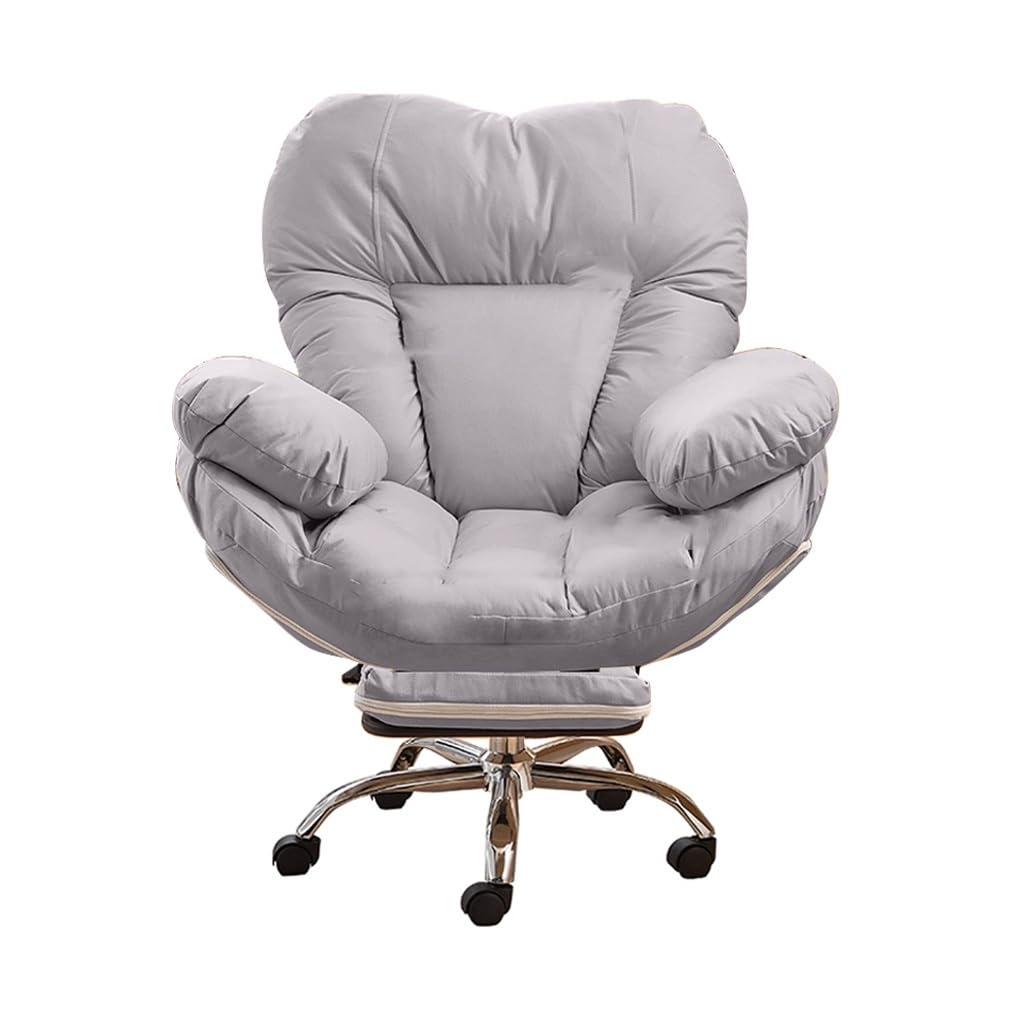 Lazy Sofa Gaming Stuhl mit Fußstütze, Liege für Büro, Schlafzimmer & Arbeitszimmer, verstellbare Rückenlehne, Heimschreibtisch, Computerstuhl (Hellgrau)