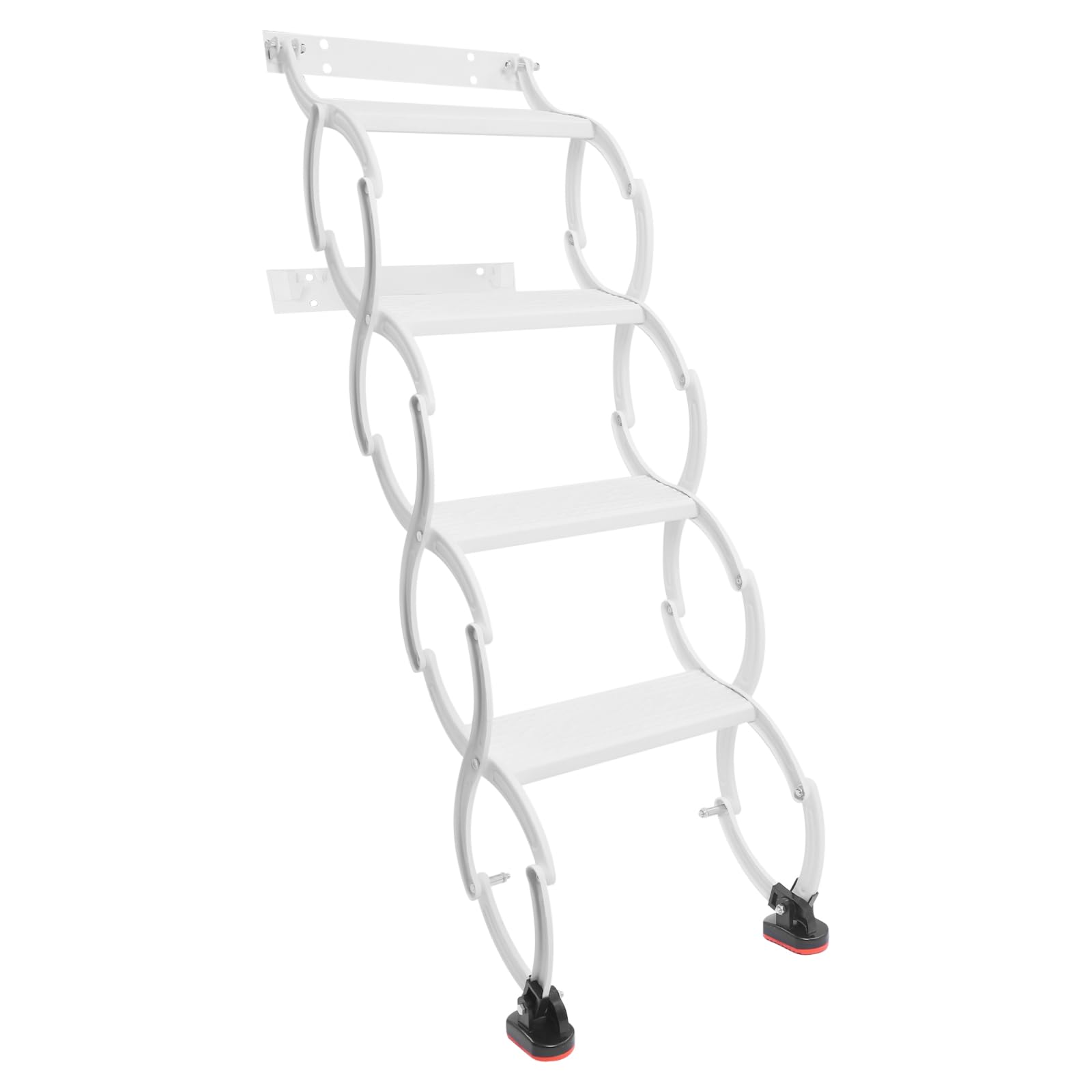 Dachbodentreppe, 4 Stufen Wandmontierte Ausziehbare Klapptreppe, Wandmontierte Dachbodenleiter, rutschfesten Stufen Loftleiter, Teleskop-Stufenleitern, Tragkraft 200 kg