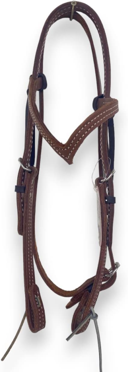 HR Saddlery Vee Brow Headstall Hot Oil - Horse Size