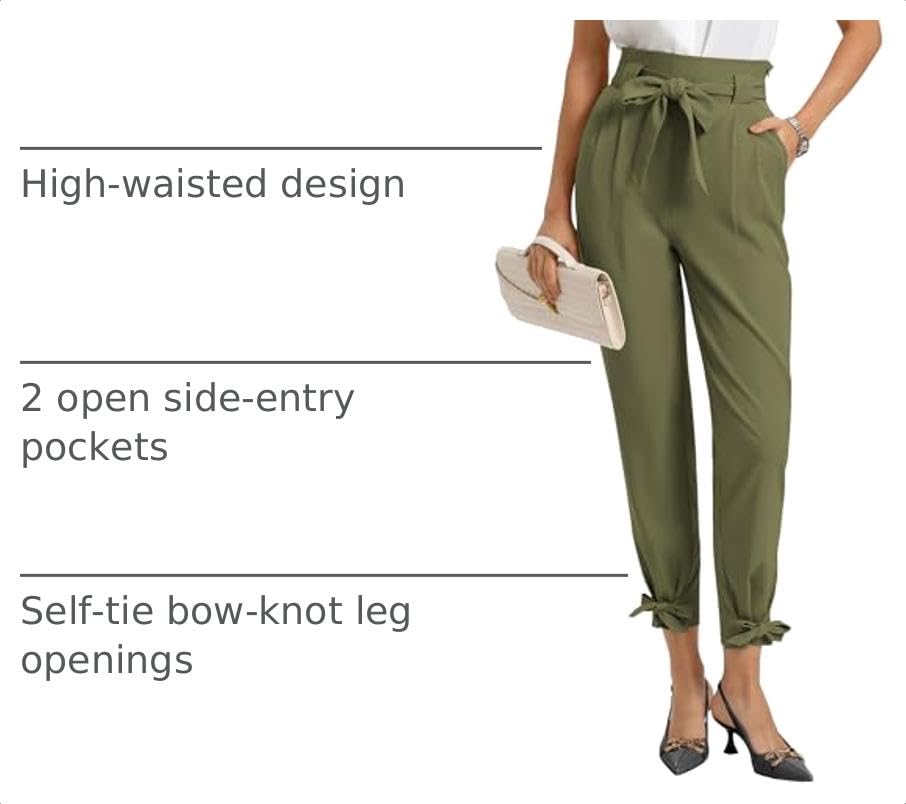 Image of GRACE KARIN Womens Casual High Waist Pencil Pants Paper Bag Pants for Work