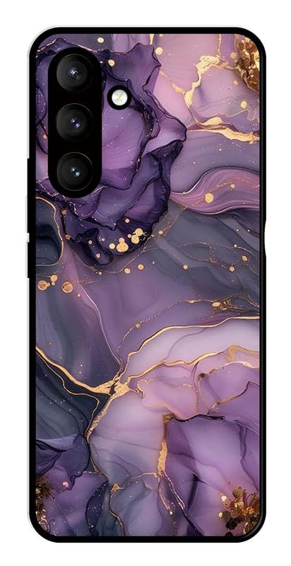 Image of AARFAA Compatible for Samsung Galaxy S26 5G Mobile Phone Back Cover Case for Metal | for Boys Girls | Purple and Gold Wallpaper Printed Rubber Silicone Soft TPU Sides with Camera Protection
