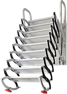 Retractable  Aluminum Telescoping Ladder Wall-Mounted Attic Ladder Household Folding Ladder Roof Ladder Heavy Duty 500KG/1102LB Max Capacity Collapsible