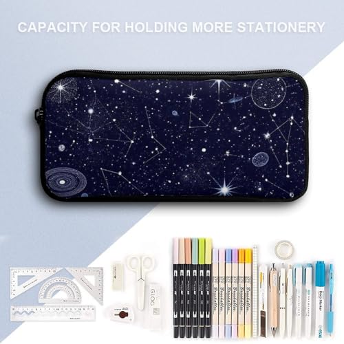 Travel Backpack Set, 17 Inch College Backpack with Thermal Lunch Bag Zodiac Constellation Galaxy Starry Night Stars Glow In The Dark Midnight Pencil Pouch Casual Bookbag Insulated Meal Bag4
