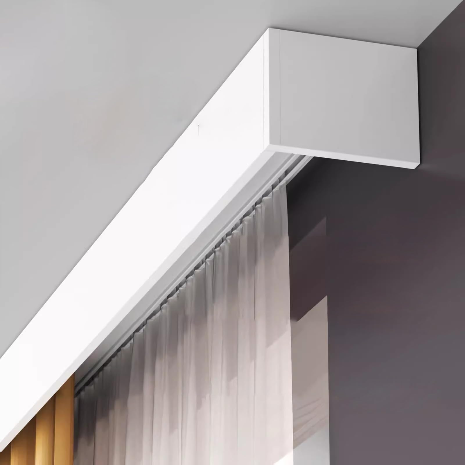 Rail de rideau blanc - Longueur personnalisable - Rail de rideau avec glissières et butée pour fenêtre, 5,2 m
