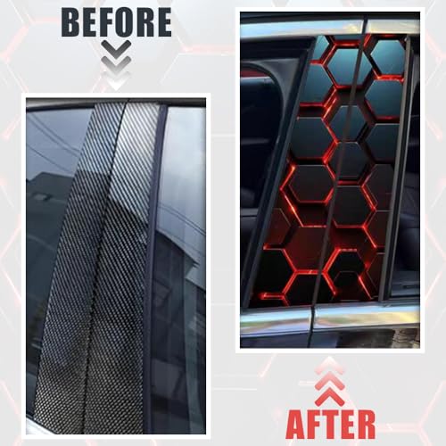 Image of XhuangTech 2PCS Honeycomb Car Stickers and Decals, HD Printed Car B-Pillar Sticker, Personalized Vehicle Door Pillar Decal, DIY Auto Center Pillar Waterproof Sun Protection Scratch PET Cover