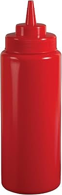 Update International SBR-24W 24oz Wide Red Squeeze Bottle (Pack of 6)
