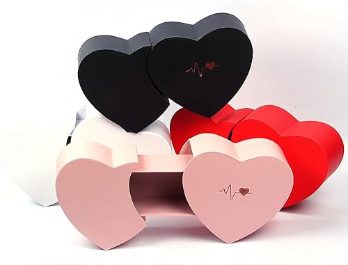 Miniatura 5 de BBJ WRAPS Caja de arreglos florales en forma de corazón doble con tapas, ramo floral, cajas de papel de embalaje para floristas en el día de San