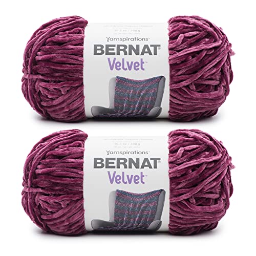 Image of Bernat Velvet Burgundy Plum Yarn - 2 Pack of 300g /10.5oz - Polyester - 5 Bulky - 315 Yards - Knitting /Crochet