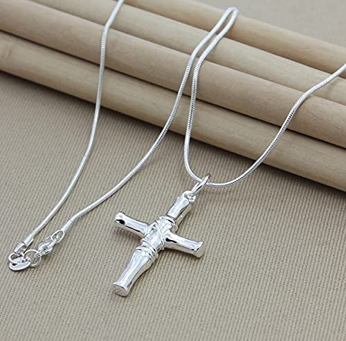 LNNSHX Collares de Plata de Ley, Collar de Plata 925, Colgante de Estrella de Moda, Collar de corazón con Cruz Redonda, Accesorios de joyería para Mujer, Regalo(8)