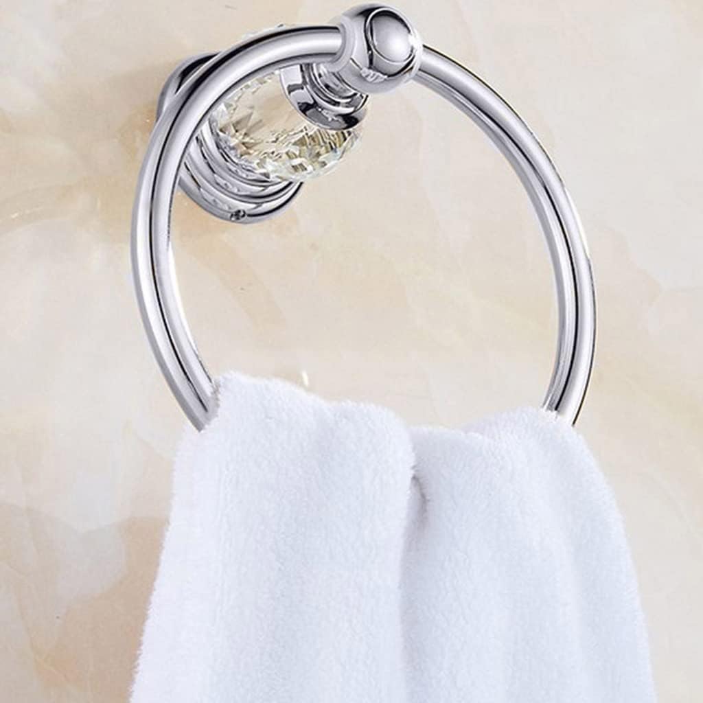 Luxury Crystal Towel Holder, Chrome Towel Ring, Round Wall Mounted Towel Rack Bar Holder, Classic Bathroom Accessories Bathroom