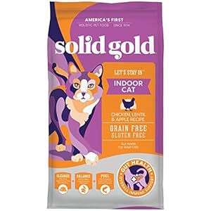Solid Gold Indoor Dry Cat Food – Let’s Stay in Cat Food Dry Kibble for Indoor Cats – Hairball & Sensitive Stomach – Grain & Gluten Free – Probiotics & Fiber for Digestive Health – Chicken – 3lb