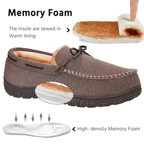 Image of MIXIN Mens Slippers Indoor Outdoor Memory Foam House Shoes Anti-Slip Moccasins Slippers for Men