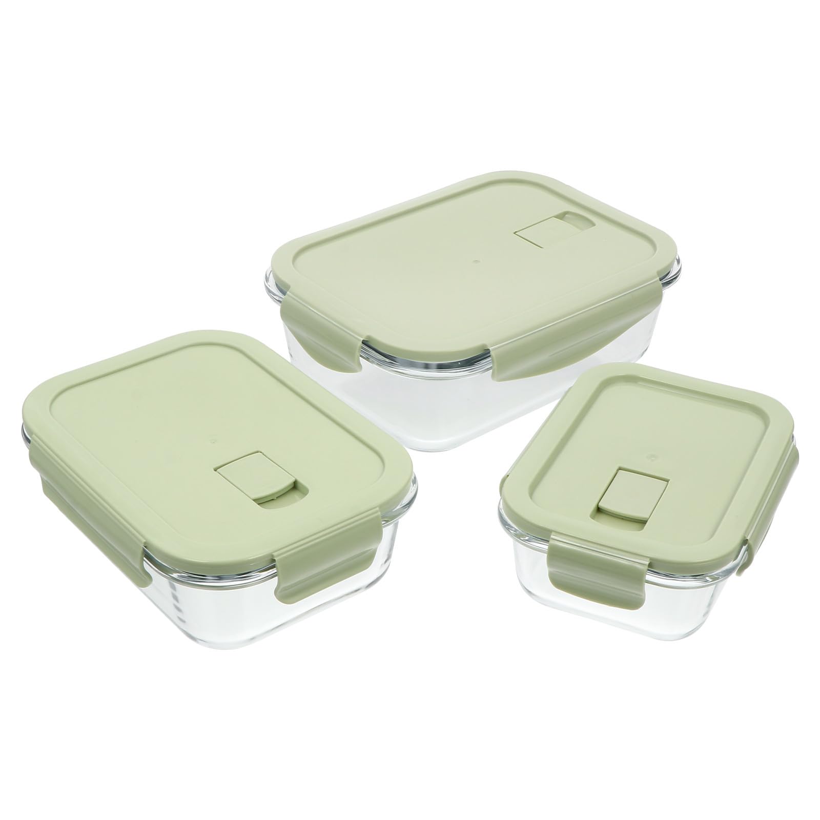 GALPADA 3 Stück Bento Boxen aus Glas und Pp mit Dampfablass und Leicht zu Öffnendem Deckel Wiederverwendbare Brotdosen für Büro und Reise Grün
