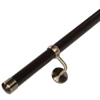 ROTHLEY Wooden Handrails for Indoor Stairs 3.3FT Wood Hand Railings with Metal Alloy Brackets Wall Mount 1.6" Round Wooden Stair Railing for Home Corridor Lofts Kindergarten Guardrail Ebony