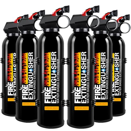 Image of Fire Extinguishers with Mount Bracket - 6 Pack Small Portable Fire Extinguisher for Home, Kitchen, Car, Boat, RV, Vehicle - 620ml Water-Based Fire Extinguisher for Class A, B, C, K Fire