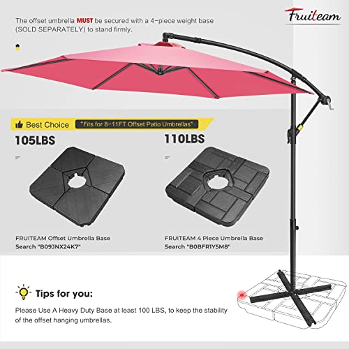 Image of FRUITEAM 10ft Patio Umbrella Fade-resistant Offset Hanging Umbrellas, Large Market Umbrella UV Protection, Outdoor Umbrella with Ventilation for Backyard, Deck, Garden