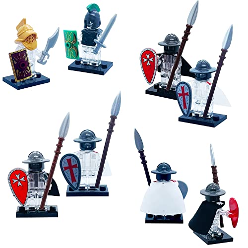 Saiburaz Medieval Knight Weapons Pack Accessories Set With 4 War Horse Building Block Toy Armor Helmet Shield Bow Arrow Pike Designed For Mini Figures Gift For Kids Boys Girls Building Kits #TOP3